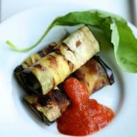 Eggplant Rolls with Bell Pepper Sauce image