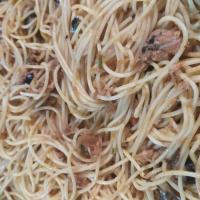 Delicious Angel Hair in Tomato, Tuna and Olive Sauce image