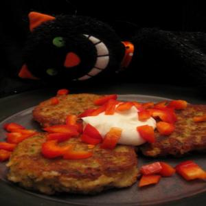 Fava Bean Cakes With Diced Red Peppers and Yogurt_image