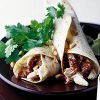 Chicken enchiladas with red mole sauce_image