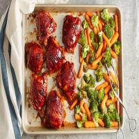 Asian Barbecued Chicken with Vegetables Sheet-Pan Dinner image
