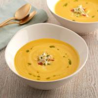 Spiced Butternut Squash Soup with Crab and Herb Oil image