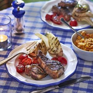 Marinated grilled lamb cutlets with creamed corn_image