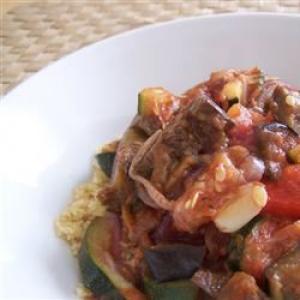 Grilled Vegetables in Balsamic Tomato Sauce with Couscous image