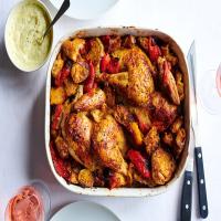 Roast Chicken With Peppers, Focaccia and Basil Aioli_image