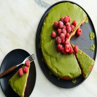Raspberry-Mochi Butter Cake With Matcha Glaze image