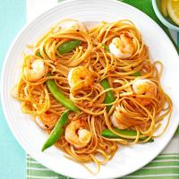 Sesame Noodles with Shrimp & Snap Peas image