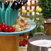 Blue Cheese Fondue with Cherry Tomatoes and Roasted Cipollini Onions_image