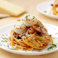 Mezzetta Roasted Red Bell Pepper Linguine With Shrimp Recipe by Tasty image