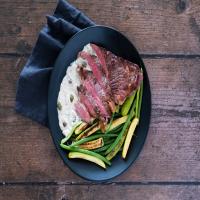 Steak with Caper Cream Sauce and Greens_image