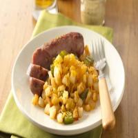 Roasted Chicken Sausage with Potatoes and Cheese image