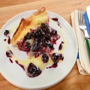 Dutch Baby with Lemon Curd and Blueberry Syrup image