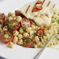 Halloumi with chickpea salsa & couscous image