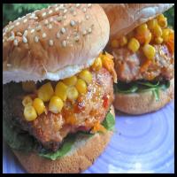 Cheesy Chicken Burger W/ Corn & Carrot Relish_image