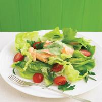 Butter Lettuce Salad with Poached Salmon and Herbs image