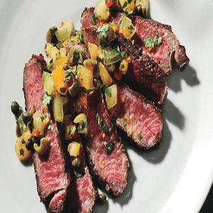 Seared Rib Eye Steak with Tomato-Caper Relish_image
