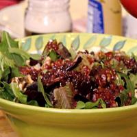 Pear, Toasted Walnut and Mixed Green Salad with Champagne-Cranberry Vinaigrette image