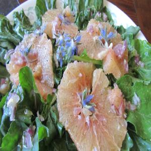 Sunset Magazine's Greens With Pink Grapefruit and Borage Flowers_image