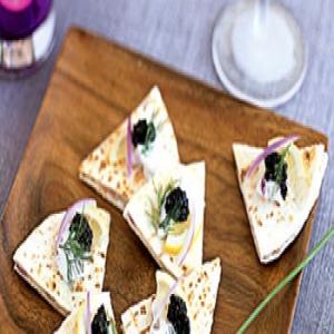 Red Onion, Sour Cream, and Caviar Quesadillas_image