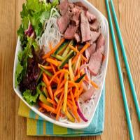 Healthy Sriracha-Lime Rice-Noodle Salad Bowl with Beef image