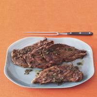 Grilled Grass-Fed Rib-Eye Steaks with Balsamic-Caper Vinaigrette_image