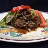 Hamburger Steaks with Peppers, Onions, and Mushrooms image