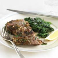 Lamb Chops with Garlic-Parsley Crust and Sauteed Spinach image