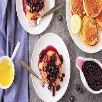 Lemon Ricotta Pancakes With Warm Blueberry Compote image