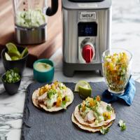 Chicken Tacos with Roasted Pineapple Salsa and Avocado Crema_image