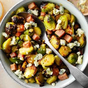 Air-Fryer Honey Brussels Sprouts with Ham_image