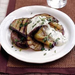 Grilled aubergine with creamy dressing image