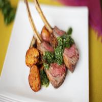 Spice-Crusted Roast Rack of Lamb with Cilantro-Mint Sauce image