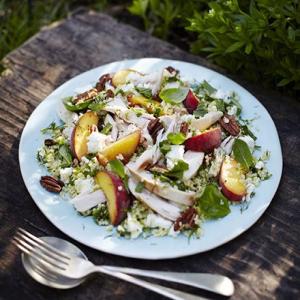 Herbed chicken, peach & feta salad_image