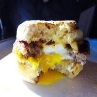 Sausage egg & cheese on an English muffin_image