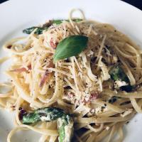 Spinach, Egg, and Pancetta with Linguine image
