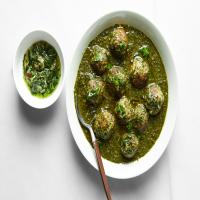 Chicken Meatballs With Molokhieh, Garlic, and Cilantro image