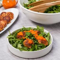 Pan-Fried Shrimp Cakes With Arugula And Watercress Salad Recipe by Tasty_image