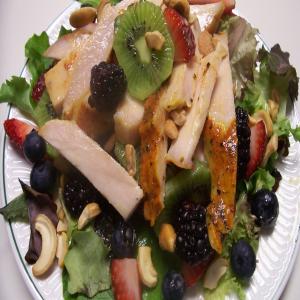 Turkey Salad over Mixed Greens With Fruit image