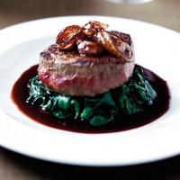 Steak in red wine sauce image