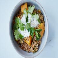 Herby Farro With Butternut Squash and Sour Cream image