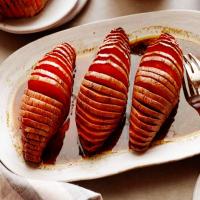 Grilled Hassleback Sweet Potatoes with Molasses-Nutmeg Butter image