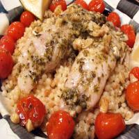 Oven Roasted Tilapia With Tomatoes, Pesto and Lemon_image