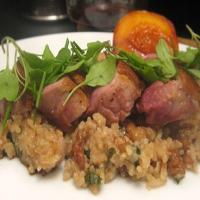 Duck Breast with Roasted Peaches and Walnut-Parsley Fried Rice_image