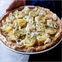 Pizza With Green Garlic, Potatoes and Herbs_image
