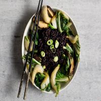 Black Rice Bowl With Bok Choy and Mushrooms_image