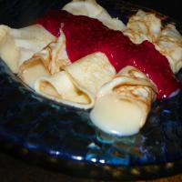 French Cream Crepes With Raspberry Sauce image