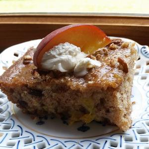 ~ One Bowl Peach Cobbler Cake & Glaze ~ Cassies_image