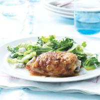 Buffalo Chicken Thighs with Celery and Blue Cheese Salad_image