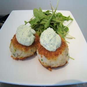 Golden Crusted Fish and Potato Cakes With Dill Yoghurt image