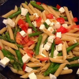 Lemon, Garlic, and Asparagus Warm Caprese Pasta Salad image